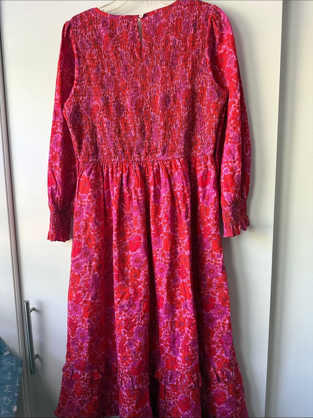 PINK CITY PRINTS Tuckernuck Vintage Poppy Isabel Classic Smocked Block Dress D01 - Picture 6 of 7
